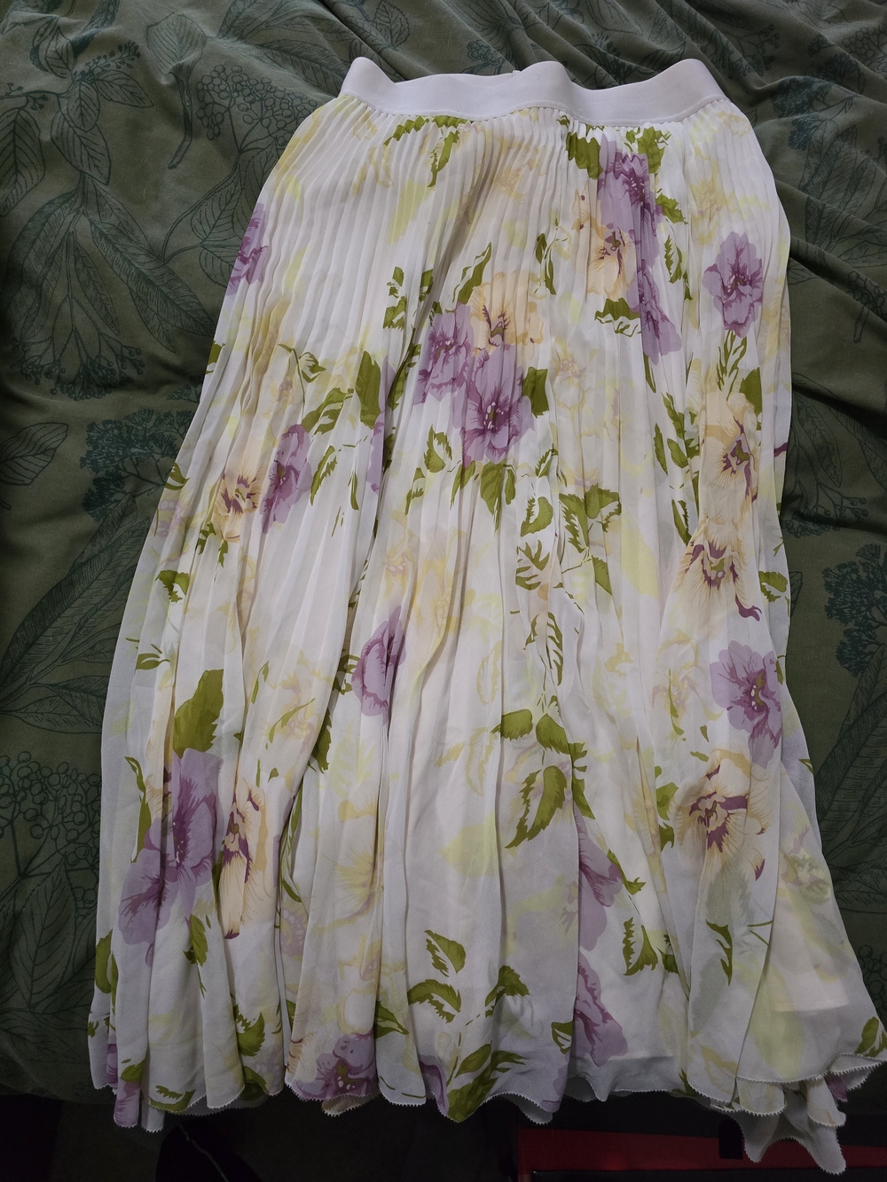 Aritzia Wilfred White Midi Skirt Floral Print Large